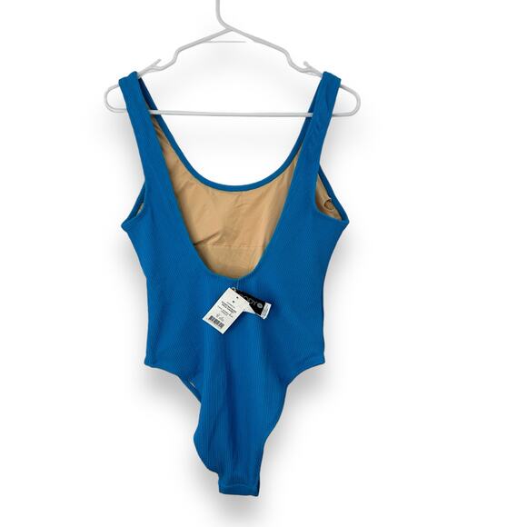 NEW Cotton On Blue One Piece Swimsuit XS Scoop Back Cheeky Textured Beach - Picture 6 of 7